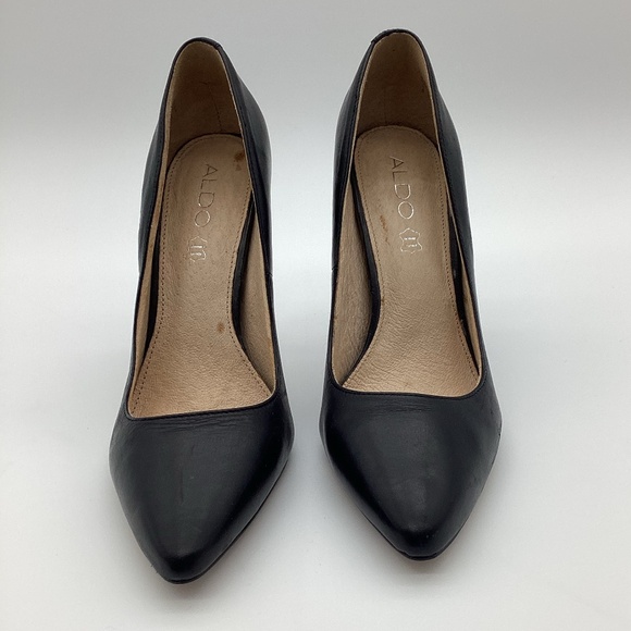 1728. ALDO Black Leather Pumps NWOT Size 9 - Picture 2 of 11